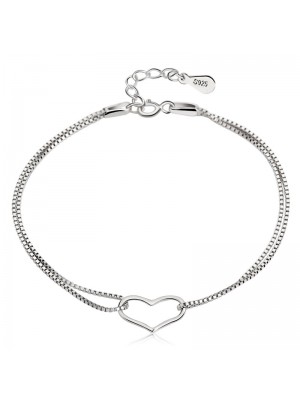 925 Sterling Silver Heart Style Bracelets For Beautiful Girls