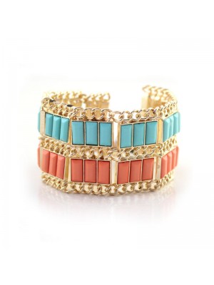Double Color Wide Design Alloy Bracelets For Girls