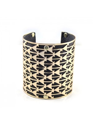 Popular Wide Gold Leather Alloy Bracelets