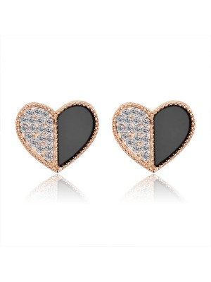 Lates Trend Fashionable Love Heart Diamond Inlaid Earrings