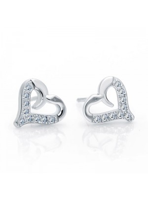 925 Sterling Silver Love Peach Heart Diamond InlaidEarrings