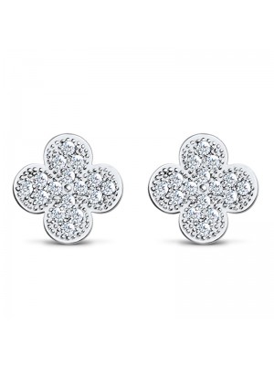925 Sterling Silver Lovely Micro Inlays Clover Earrings