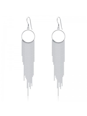 Bead Curtain Tassel 925 Sterling Silver Earrings
