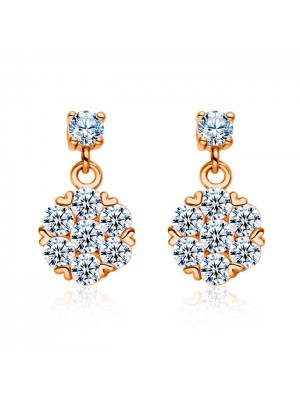 925 Sterling Silver Micro Inlays Diamond Rose Gold Flower Earrings