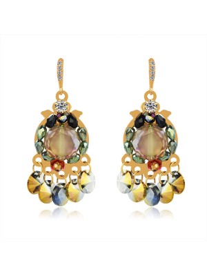 Women's Fashionable Petal Rain Crystal Earrings