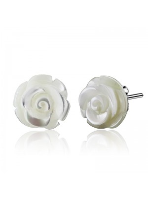 925 Natural Shell Rose Silver Earrings