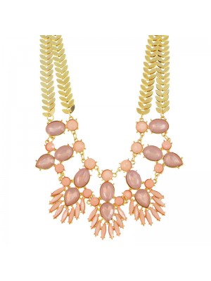 Sweet Light Pink Short Collar Bone Necklace For Women