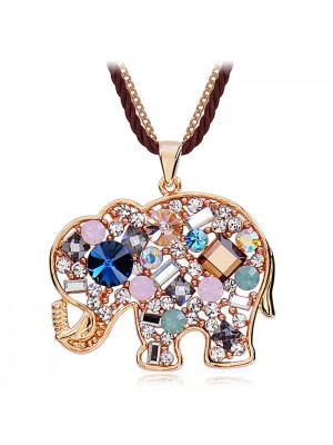 Classical Elephant Long Crystal Sweater Chain
