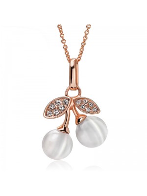 Lovely Cherry Shape Artificial Opal Rose Gold Necklace