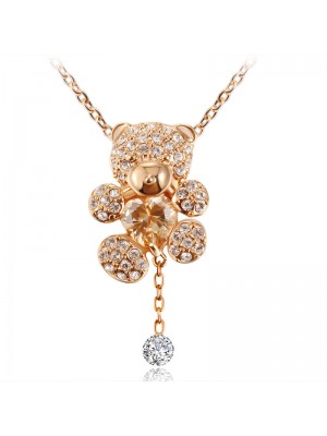 Lovely Little Bear Sweetheart Rose Gold Short Necklace
