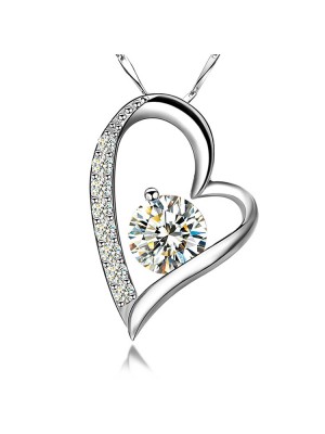 Heart Shape 925 Sterling Silver Collar Bone Necklace For Lovers