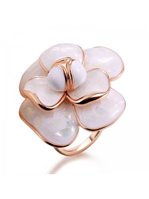 Colorful Flower Rose Gold Plated Pearl Index Finger Ring