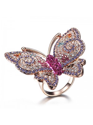 Unique Butterfly Shape Rose Gold Plated Swiss Diamond Ring