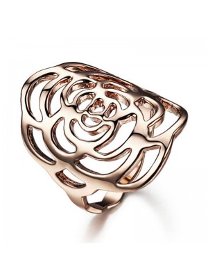 Fashionable Camelliae Shape Rose Gold Plated Ring For Women