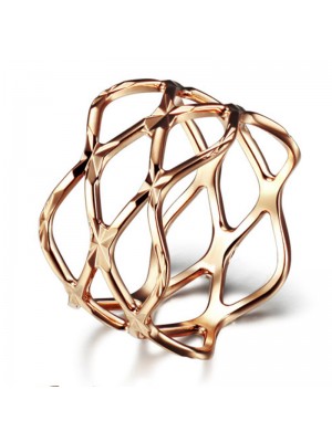 Fashionable Rose Gold Plated Hollow Out Little Finger Ring