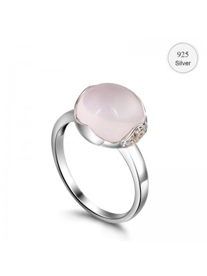 Pure Natural Crystal S925 Sterling Silver Retro Ring For Women