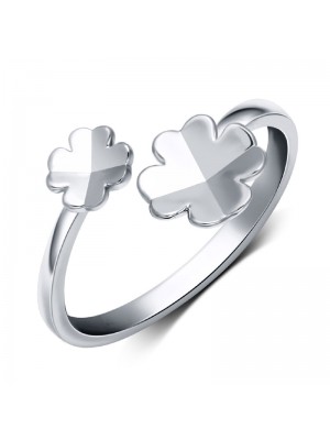 925 Sterling Silver Unique Four Leaved Clover Opening Ring
