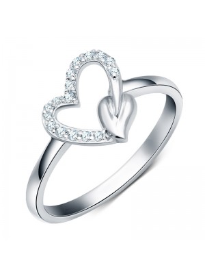 925 Sterling Silver Mirco Diamond Inlaid Love Peach Heart Ring
