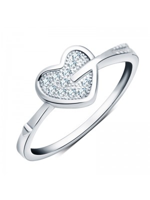 925 Sterling Silver Cupid's Arrow Love PEach Heart Ring
