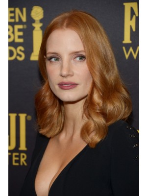 Jessica Chastain Schulterlange Synthetische Full Lace Wellige Perücke