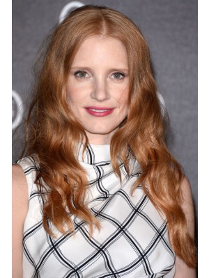 Jessica Chastain Wellige 100% Echthaar Lace Front Perücke