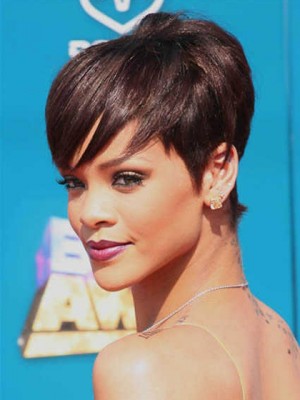 Sexy Schöne Spezifische Rihanna Haarstil Kurze Gerade Perücke