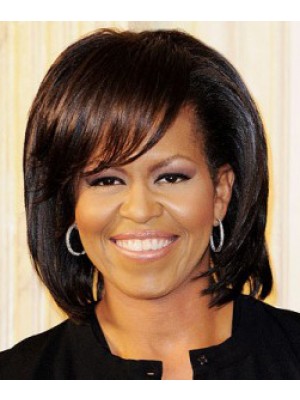 Michelle Obama Stufig Haarschnitt Perücke Mit Pony