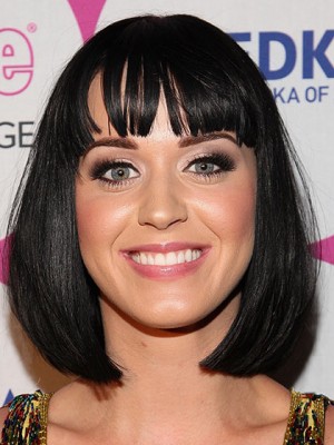 Charmant Mittellange Gerade Katy Perry Synthetische Kappenlose Perücke