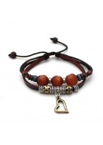 Unique Three Lucky Beads Peach Heart Bracelets For Ladies 
