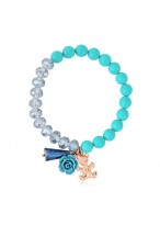  Cool Bear And Rose Crystal Color Stone Beads Bracelets   