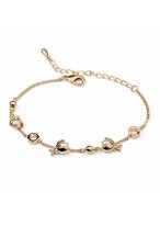  Fashionable Blossoming Flower Artificial Pearl Gold Electroplated Bracelets 