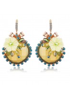 Fashionable Handworked Flower Shape Crystal Earrings 