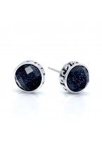 925 Sterling Silver Circular Black Carnelian Earrings 