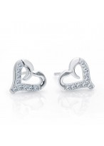 925 Sterling Silver Love Peach Heart Diamond InlaidEarrings 