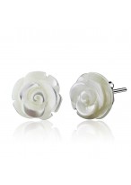925 Natural Shell Rose Silver Earrings 