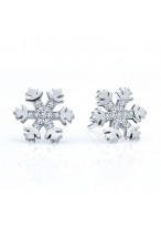 925 Lovely Snowflake Micro Inlays DiamonSilver Earringse 