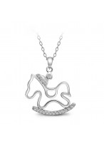 T400 Fashionable Pony Sterling Silver Collar Bone Necklace 
