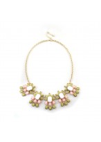 Elegant Yellow White Short Gold Plated Necklace 