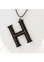 204 New All-Match Double Colored H Letter Long Necklace 