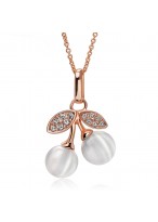 Lovely Cherry Shape Artificial Opal Rose Gold Necklace 