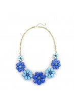 Amorous Feelings Of Ocean Blue Fresh Flower Short Necklace 