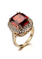 Fashionable Ruby Rose Gold Plated Zircon Ring 
