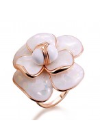 Colorful Flower Rose Gold Plated Pearl Index Finger Ring 