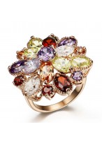 Amazing Rose Gold Plated Flower Crystal Ring  For Women 