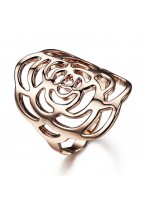Fashionable Camelliae Shape Rose Gold Plated Ring For Women 