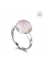 Pure Natural Crystal S925 Sterling Silver Retro Ring For Women 