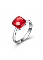 925 Sterling Silver Red Crystal Ring For Women 