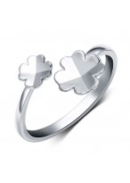 925 Sterling Silver Unique Four Leaved Clover Opening Ring 