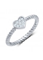 925 Sterling Silver Fully Jewelled Peach Heart Ring For Women
