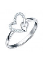 925 Sterling Silver Mirco Diamond Inlaid love Peach Heart Ring
